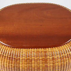 Bill and Judy Sayle Large Oval Open Swing Handle Knitting Basket circa 1983