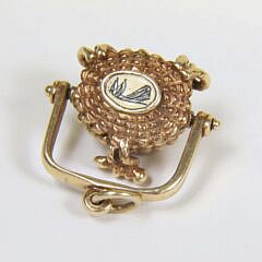 Glenaan Elliott Miniature Gold Nantucket Basket Pendant, circa 1977