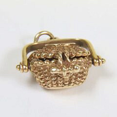 Glenaan Elliott Miniature Gold Nantucket Basket Pendant, circa 1977