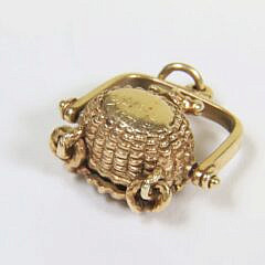 Glenaan Elliott Miniature Gold Nantucket Basket Pendant, circa 1977