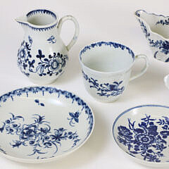 Eleven Pieces of Blue and White Worcester China, 18th Century