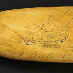 Scrimshaw Sperm Whale Tooth “The Shannon and Chessapeak (sic) War of 1812”, 19th Century