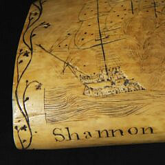Scrimshaw Sperm Whale Tooth “The Shannon and Chessapeak (sic) War of 1812”, 19th Century