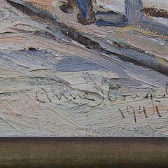 Anne Ramsdell Congdon Oil on Artist Board “Main Street Nantucket, 1941”