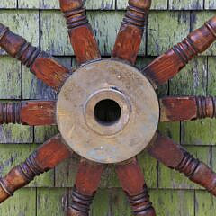 Brass and Oak Block and Turned Ship’s Wheel, 19th Century