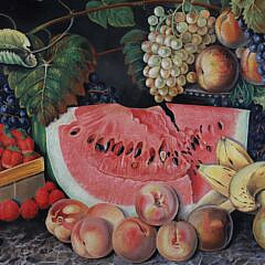 Charles Milton Barnitz Oil on Artist’s Board “Still Life of Summer Fruits”