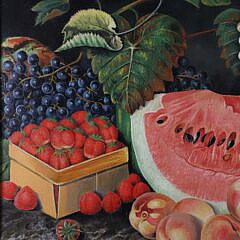 Charles Milton Barnitz Oil on Artist’s Board “Still Life of Summer Fruits”