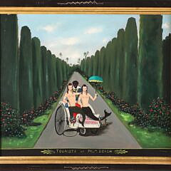 Ralph Cahoon Jr. Oil on Masonite "Tourists at Palm Beach"