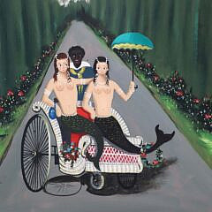 Ralph Cahoon Jr. Oil on Masonite “Tourists at Palm Beach”