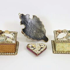 Collection of 8 Antique and Vintage Shell Encrusted Boxes and Trinkets