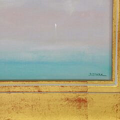 Robert Stark Jr. Oil on Canvas “Red Sail Catboat with Luminous Sky”
