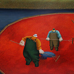 Lowell Herrero Oil on Canvas “Cranberry Harvest”, circa 1992