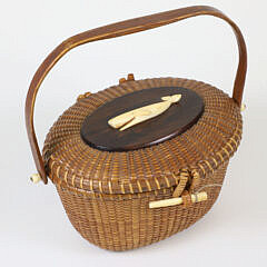 Jose Formoso Reyes Nantucket Friendship Basket with Carved Charlie Sayle Sr. Whale