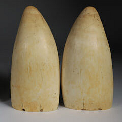 Matched Pair of Scrimshaw Whale Teeth, 19th Century