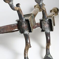 Pair of American Federal Engraved Brass Andirons, circa 1790-1810 Philadelphia