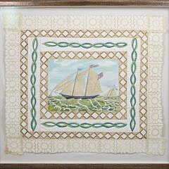 Mellie Cooper "Nantucket Schooner" Large Hand Cast Paper Oil Painting