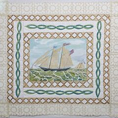 Mellie Cooper Large Hand Cast Paper Oil Painting “Nantucket Schooner”