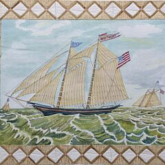 Mellie Cooper Large Hand Cast Paper Oil Painting “Nantucket Schooner”