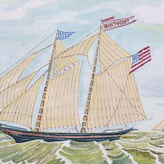 Mellie Cooper Large Hand Cast Paper Oil Painting “Nantucket Schooner”