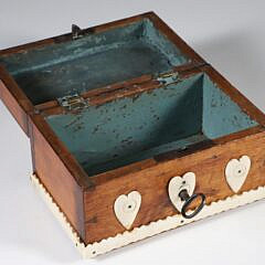 Small Dovetailed Trinket Box Adorned with Bone Decorations, 19th Century