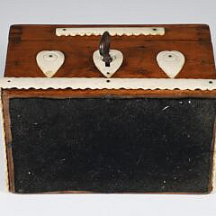 Small Dovetailed Trinket Box Adorned with Bone Decorations, 19th Century