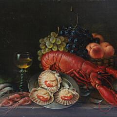 Marcus Clayton Stone Oil on Panel “Gastronomic Tabletop Feast”