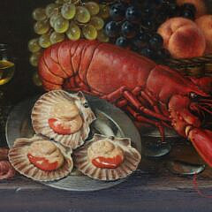 Marcus Clayton Stone Oil on Panel “Gastronomic Tabletop Feast”