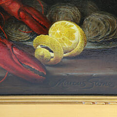 Marcus Clayton Stone Oil on Panel “Gastronomic Tabletop Feast”