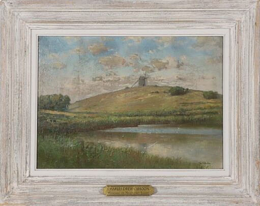 Charles Drew Cahoon Oil on Artist Board "Windmill on Nantucket Island"
