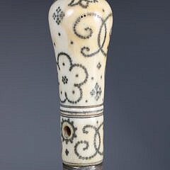 English Pique and Silver Grip Walking Stick, 17th Century