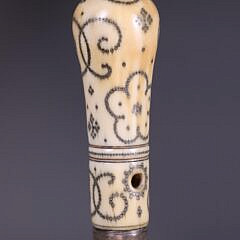 English Pique and Silver Grip Walking Stick, 17th Century
