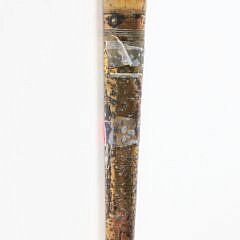 Pique Pommander Grip Silver Inlaid Walking Stick with Silver Collar and Eyelet Dated 1698