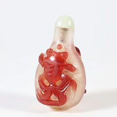 11-5712 Chinese Red Overlay Goldfish Snuff Bottle A 9809_2 JPG