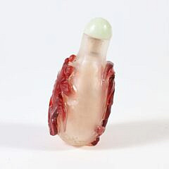 Chinese Red Overlay Glass “Goldfish” Snuff Bottle, Qing Dynasty