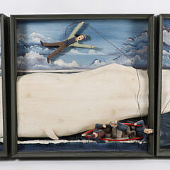 Triptych Folk Art Whaling Scene “Nantucket Sleigh Ride” By Lacy Tricia, 2017