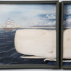Triptych Folk Art Whaling Scene “Nantucket Sleigh Ride” By Lacy Tricia, 2017