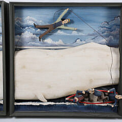Triptych Folk Art Whaling Scene “Nantucket Sleigh Ride” By Lacy Tricia, 2017