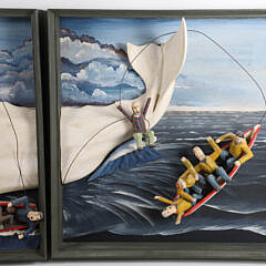 Triptych Folk Art Whaling Scene “Nantucket Sleigh Ride” By Lacy Tricia, 2017