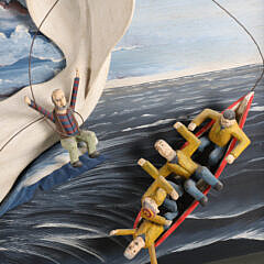 Triptych Folk Art Whaling Scene “Nantucket Sleigh Ride” By Lacy Tricia, 2017
