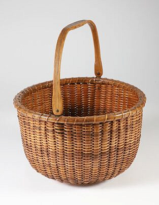 Labeled Nantucket Round Basket, 19th Century