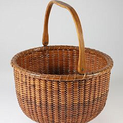 Labeled Round Swing Handle Nantucket Basket, 19th Century