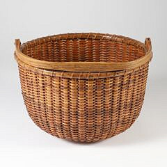 Labeled Round Swing Handle Nantucket Basket, 19th Century