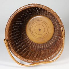Labeled Round Swing Handle Nantucket Basket, 19th Century