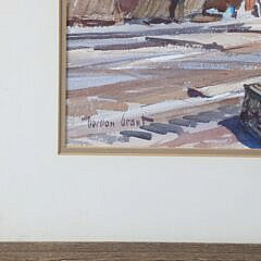 Gordon Grant Watercolor on Paper “Busy New England Dock Scene”