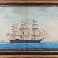 "Portrait of the Ship Thomas Perkins" Watercolor, 19th Century