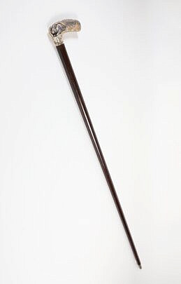 Silver Overlay L-Grip Cane 19th Century