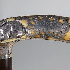 Silver Overlay L-Grip Cane 19th Century