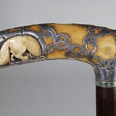 Silver Overlay L-Grip Cane 19th Century