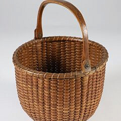 Fine Round Swing Handle Nantucket Basket, 19th Century