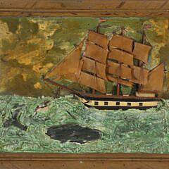 Vintage Carved Relief of a Whaling Barque